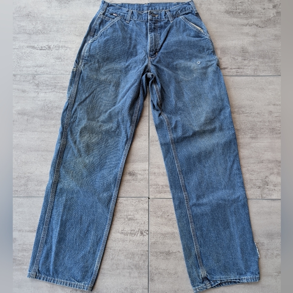 Carhartt FR 2112 CAT2 Men's Carpenter Denim Jeans 33 x 34 Y2K work grunge